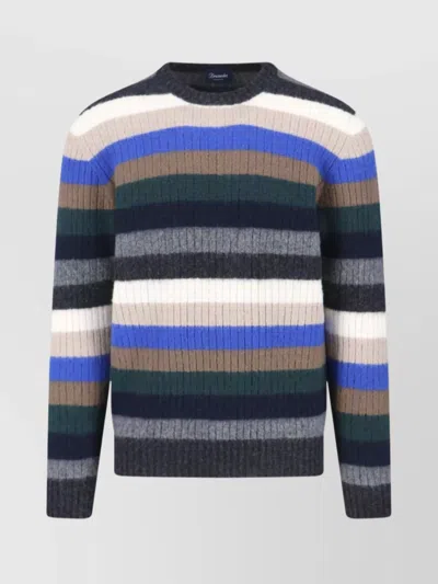Drumohr Striped Crew Neck Long Sleeve Sweater In Multi