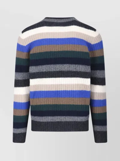 Drumohr Striped Crew Neck Long Sleeve Sweater In Multi