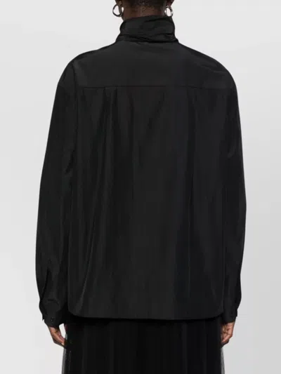 Forte Forte Midi Top With Bow And Sheer Overlay In Black