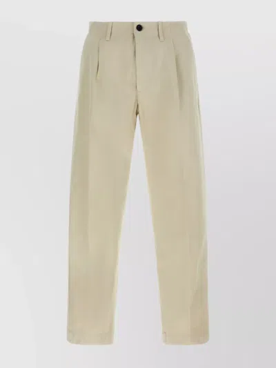 Incotex Pleated Front Cotton Trousers With Belt Loops In Multi