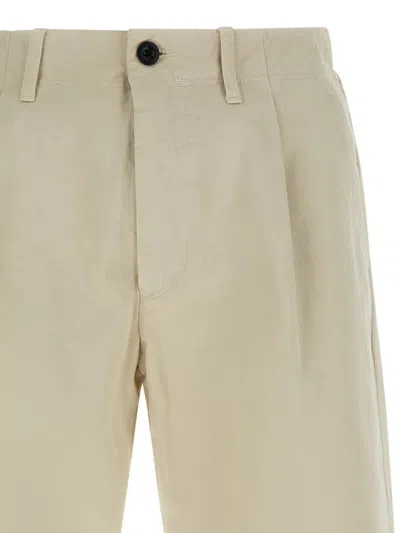Incotex Pleated Front Cotton Trousers With Belt Loops In Multi