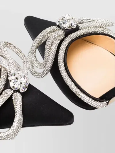 Mach&mach Double Bow Crystal-embellished Silk-satin Point-toe Pumps In Multi