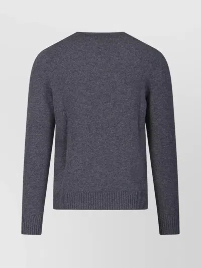 Drumohr Textured Knit Grey Sweater With Round Neckline In Gray