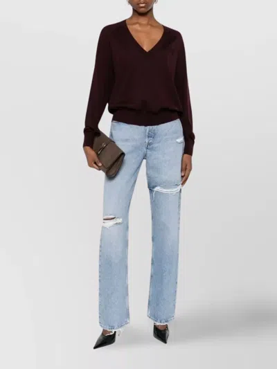 Elisabetta Franchi Maglia Con Scollo A V In Misto Lana In Brown