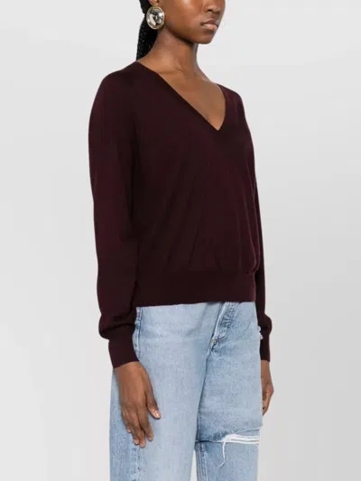 Elisabetta Franchi Maglia Con Scollo A V In Misto Lana In Brown