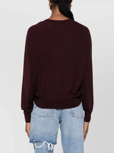 Elisabetta Franchi Maglia Con Scollo A V In Misto Lana In Brown