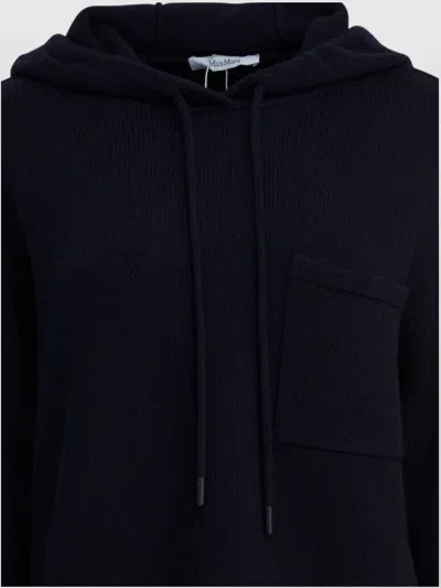 Max Mara Wool And Cashmere Hooded Sweater In Blue