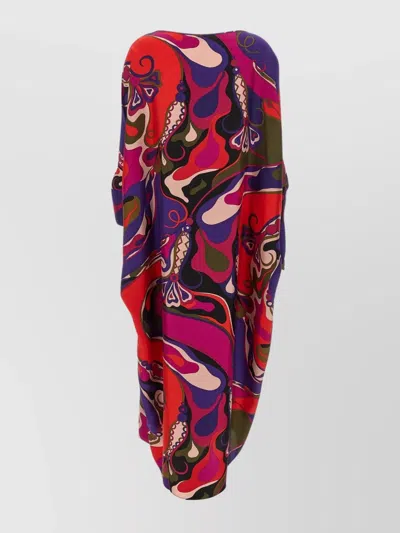 Pucci Floral Print Long Kaftan Bow Detail In Multi