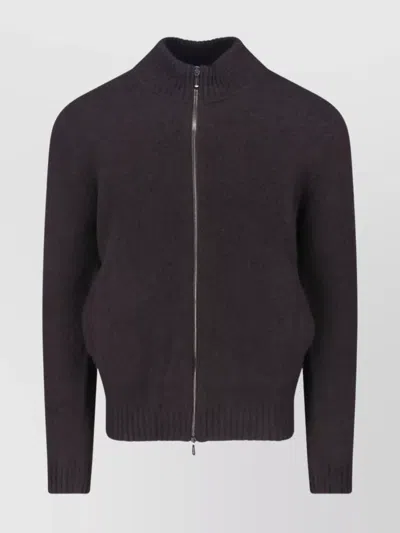 Drumohr Ribbed Crewneck Sweater Long Sleeves In Black