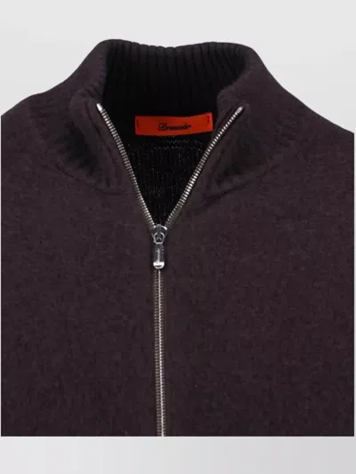 Drumohr Ribbed Crewneck Sweater Long Sleeves In Black