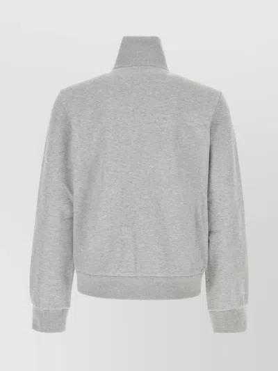 Gucci High Collar Jacket With Ribbed Cuffs And Hem In Gray