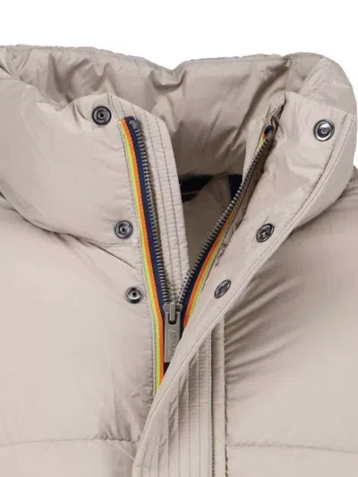 K-way Beige Minimalist Jacket With Front Zipper Closure In Neutral
