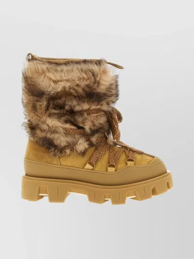 Moncler Peak Apres Suede And Shearling Ankle Boots In Brown