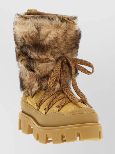 Moncler Peak Apres Suede And Shearling Ankle Boots In Brown