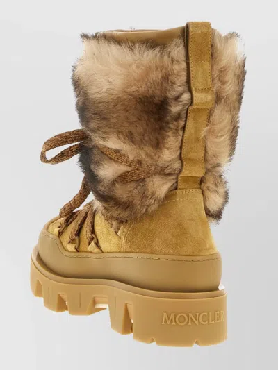 Moncler Peak Apres Suede And Shearling Ankle Boots In Brown