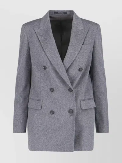 Tagliatore Jasmine Peak-lapels Double-breasted Blazer In Gray
