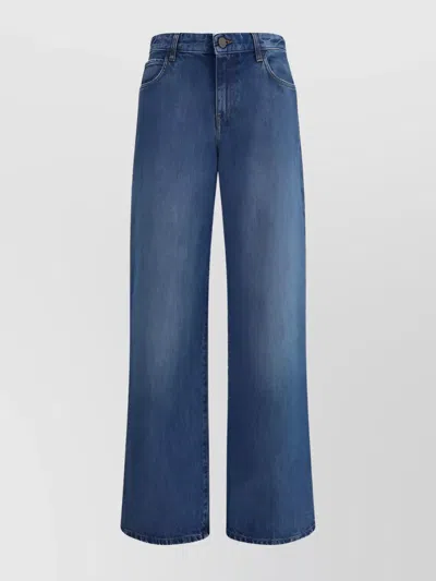 The Row Wide Leg Trousers Belt Loops Pockets In Blue