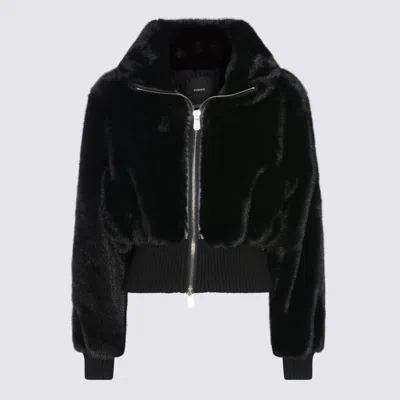 Pinko Bagels Faux Fur Bomber Jacket In Black