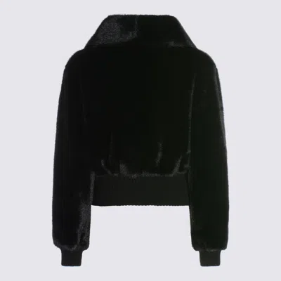 Pinko Bagels Faux Fur Bomber Jacket In Black