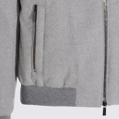 Moorer Hooded Down Jacket Zipper Pockets In Gray