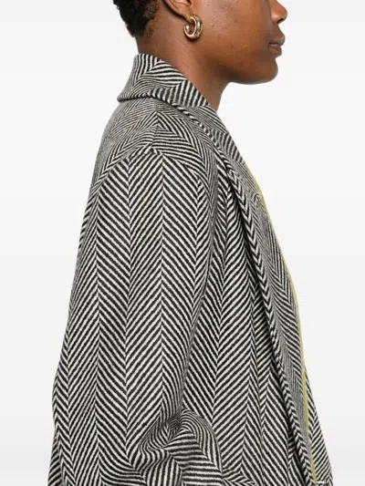 Forte Forte Herringbone Pattern Coat Flap Pockets In Brown