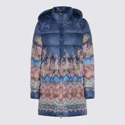 Etro Long Hooded Quilted Jacket With Paisley Pattern In Multi
