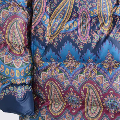 Etro Long Hooded Quilted Jacket With Paisley Pattern In Multi