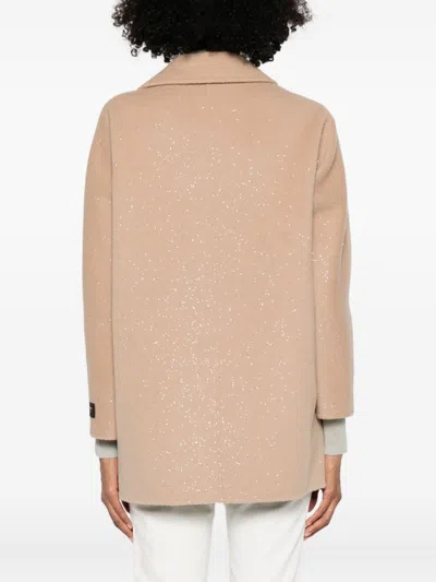 Ermanno Firenze Double-breasted Coat In Brown