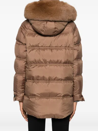 Peuterey Takan Midi Down Jacket In Brown