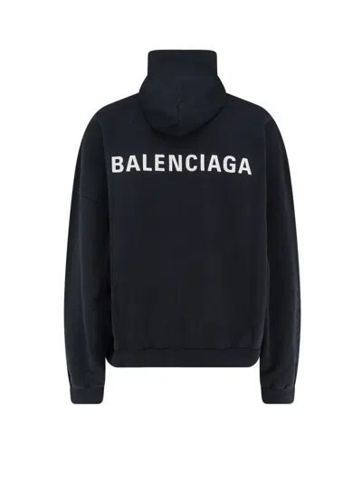 Balenciaga Relaxed-fit Cotton Hooded Sweatshirt With Design In Black