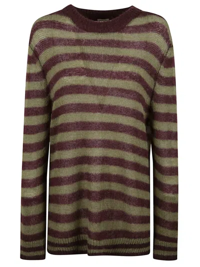 Massimo Alba Alpaca Blend Striped Sweater With Ribbed Details In Black