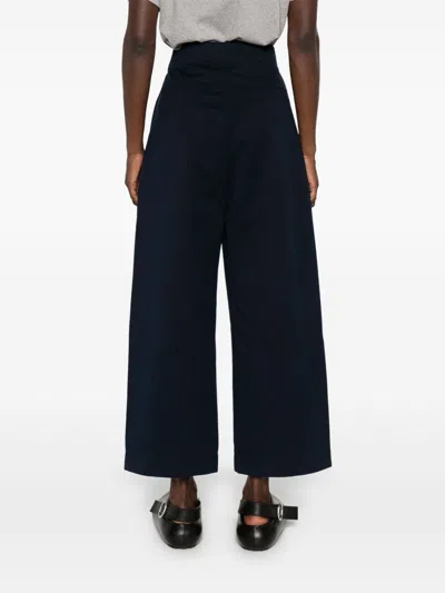 Studio Nicholson Wide Leg Cotton Trousers In Black