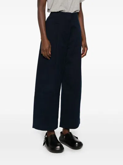 Studio Nicholson Wide Leg Cotton Trousers In Black