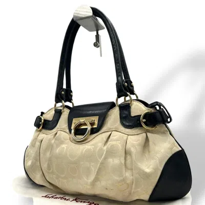 Pre-owned Ferragamo Canvas Leather Handbag Tote Bag () In Multi