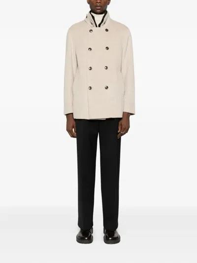 Montecore Double-breasted Coat In White