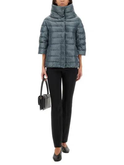 Herno Aminta Funnel-neck Three-quarter-sleeves Jacket In Blue