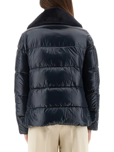 Herno Down Jacket With Lined Collar In Blue