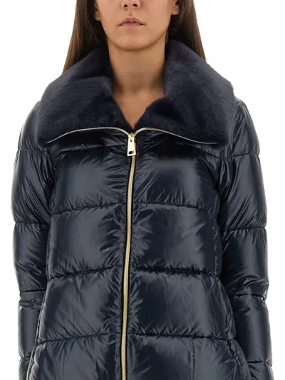Herno Down Jacket With Lined Collar In Blue