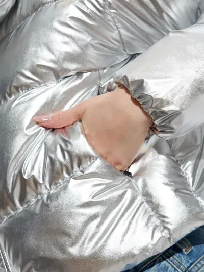 Save The Duck Giselle Short Down Jacket With High-shine Finish Clothing In Silver