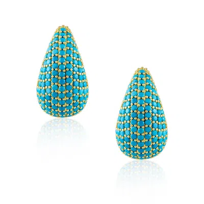 Sahira Jewelry Design Women's Celine Cubic Zirconia Raindrop Earring In Turquoise In Blue