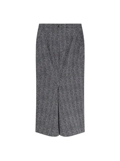 Givenchy Cotton Skirt With Herringbone And Chevron In Gray