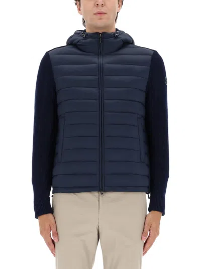 Colmar Hooded Jacket With Knitted Sleeves In Blue