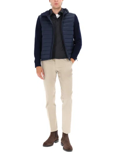 Colmar Hooded Jacket With Knitted Sleeves In Blue