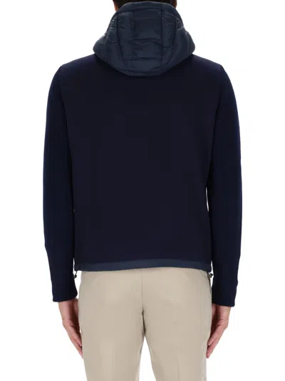 Colmar Hooded Jacket With Knitted Sleeves In Blue