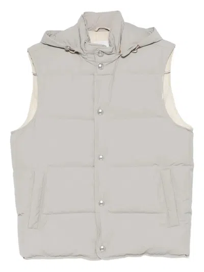 Eleventy Hooded Press-stud Fastening Gilet In Gray