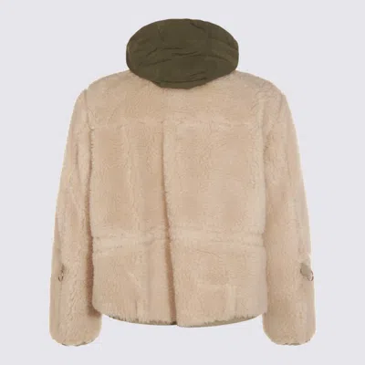 Sacai Ecru/khaki Green Two-tone Jacket In Multi