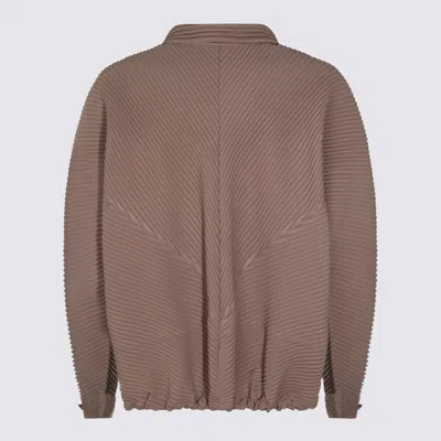Issey Miyake Textured Fabric Jacket Featuring Front Pockets In Brown