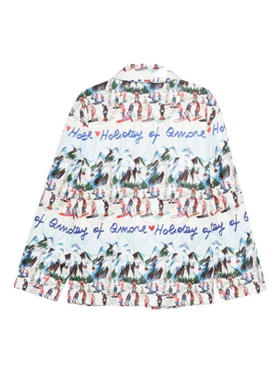 Alessandro Enriquez Printed Quilted Jacket In Blue