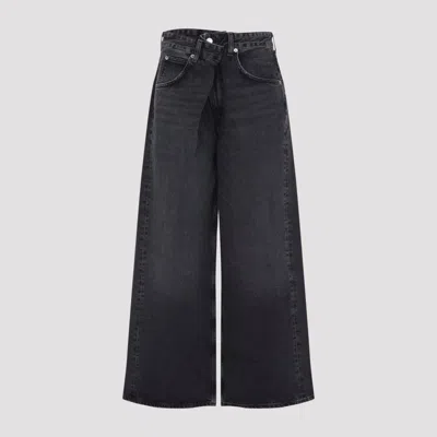 Agolde Vana Black Low-crotch Jeans With Book Closure In Denim Woman In Multi