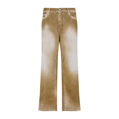 Marni Cotton Straight Leg Jeans With Adjustable Strap In Brown